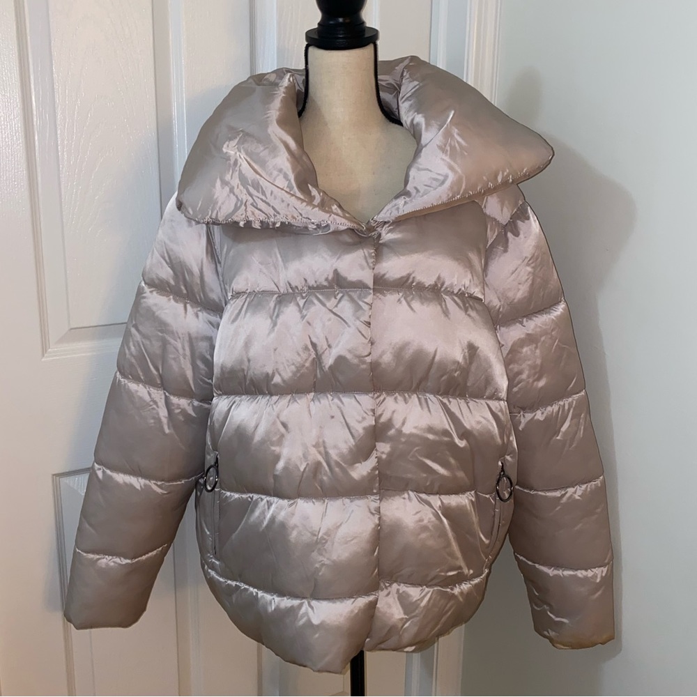 LF Be Fore Dawn Pearly Pink Iridescent Puffer Winter Coat Women’s Size 12